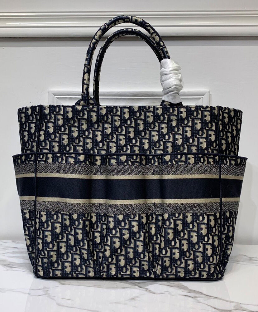 Christian Dior Katrina Canvas Handbags Dark Blue